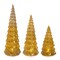 Melrose Set of 3 LED Lighted Gold Christmas Tree Tabletop Decors 12"